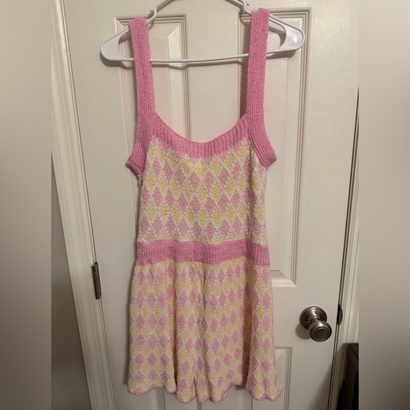 Free People Dream Diamonds pink combo romper L - Picture 8 of 11